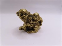 2" miniature MONKEY & BABY Brass Figure