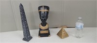 EGYPTIAN QUEEN & 2 PYRAMID'S STATUES