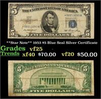 **Star Note** 1953 $5 Blue Seal Silver Certificate