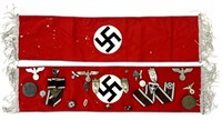 WW II German Funeral Sashes with Nazi Tinnies