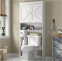 Toilet Storage Cabinet  Adjustable  White