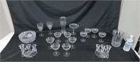 GLASSWARE,PITCHER,CANDLE HOLDERS & BOWL