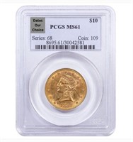 1838-1907 MS61 Liberty Head $10.00 Gold Eagle