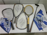 Lions flags, racquets, putter