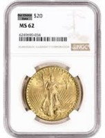 Certified MS62 Saint Gaudens $20 Gold Double Eagle