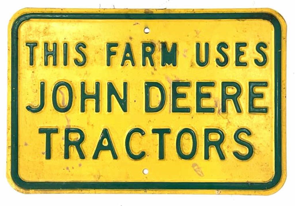 Steel Embossed SS John Deere Tractor Sign