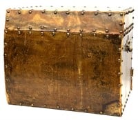 Antique Handmade Leather Wrapped Trunk Chest