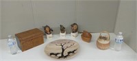 NATIVE STAUES,WOODEN LADLE, POTTERY BASKET & MORE