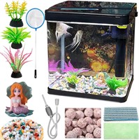 Glass Fish Tank 2.3 Gallon Aquarium Starter Kit