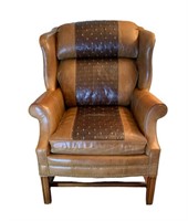 A Custom Made Leather Chair, 43"H x 31"W x30"D