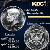1965 SMS Kennedy Half Dollar 50c Grades sp66+ cam