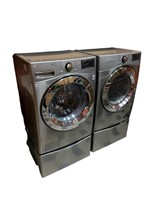 2019 LG Washer & Dryer, Black Steel, With Risers