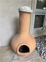 A Terra Cotta Pottery Chimenea, 38"H x 18"W