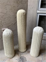 (3) Outdoor Pottery Cactus Decor