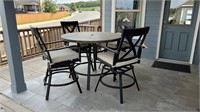 5PC OUTDOOR TABLE & SWIVEL CHAIRS
