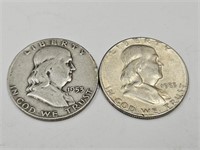 1953 Silver Franklin Half Dollar 2 Coins