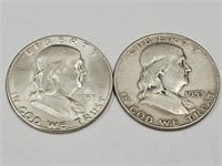 1953 D, 1953 S Silver Franklin Hlaf Dollar Coins