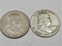 (2) 1948 D Silver Franklin Dollar Coin