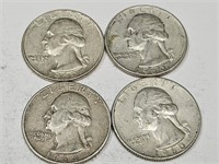 (4) 1960 D Silver Washington Quarters