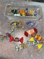 VINTAGE COLORFUL Asst. GLASS WRAPPED CANDY PIECES