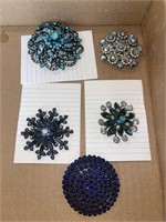 Blue Stone Brooches