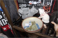 CAT FIGURINES - BOWL - CANDLE HOLDER