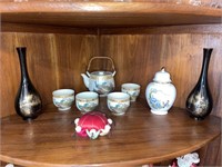 Vintage Japanese Flower Teapot Pottery with Lid