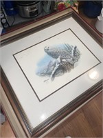 Don Balke Signed Snowy Owl Framed Lithographic