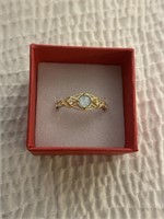 Sterling silver ring gold overlay opal size 7