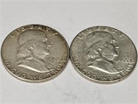 1953 55 Franklin Silver Half Dollar Coins