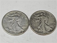 1943  D&S Walking Liberty Silver Half Dollar Coins