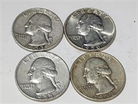 1950,52,53,55 Washington Quarters Silver Coins