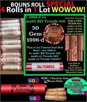 THIS AUCTION ONLY! BU Shotgun Lincoln 1c roll, 199