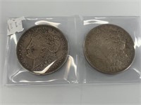 Two 1921 Morgan silver dollars