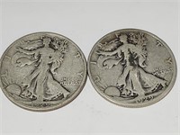 2-    1929 S  Walking Liberty Half Dollars