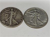 2-    1947 D   Walking Liberty Half Dollars