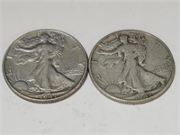 2-   1947 Walking Liberty Half Dollars
