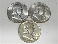 3-  1962 D  Ben Franklin Half Dollars