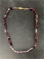 14kt Gold, garnet and freshwater pearl necklace, 1