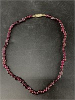 Garnet bead necklace, many different shaped garnet