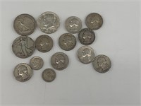 Mixed silver American coins all 90% silver, 97 gra