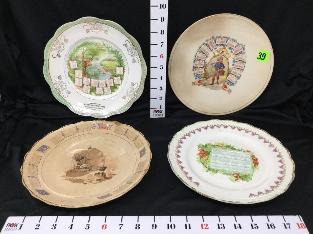 (4) Early 1900's Calendar Collector Plates