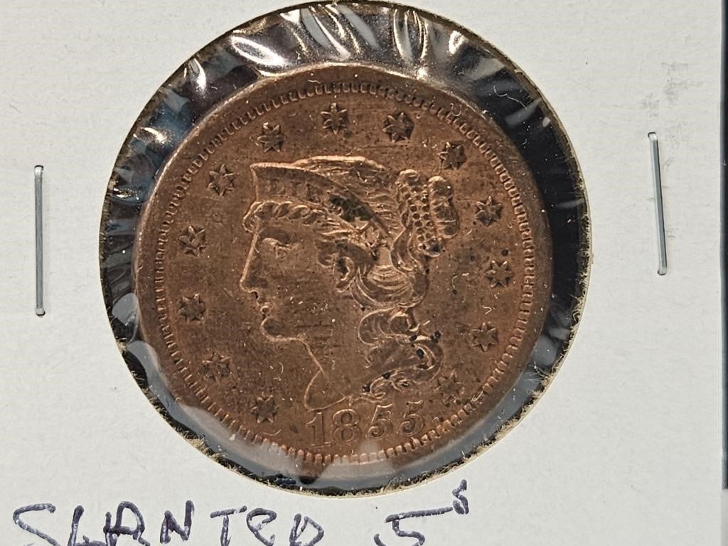 1855 Large Cent Coin