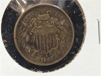 1865 2 Cent Piece Coin