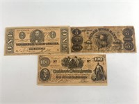 3 Copies of Confederate currency