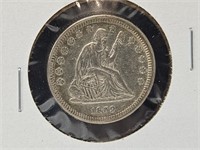 1859 Liberty Seated  Quarter Silver Coin