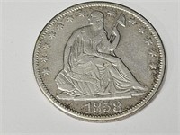 1858 Silver Seated Half Dollar Coin