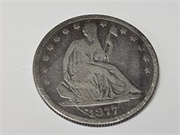 1877 S Seated Silver Liberty  Half Dollar