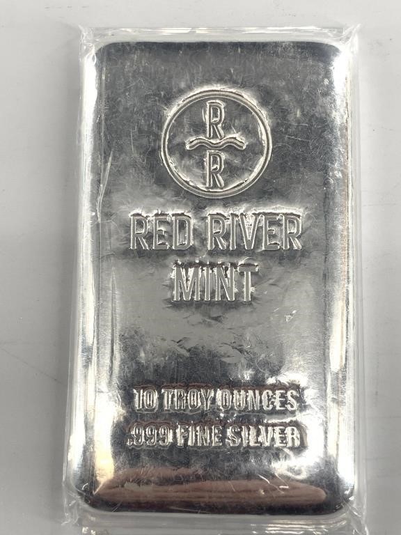 10 Troy oz. bar of .999 fine silver from Red River