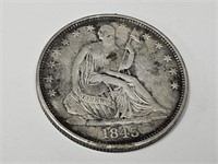 1845 Silver Seated Liberty Half Dollar Coin